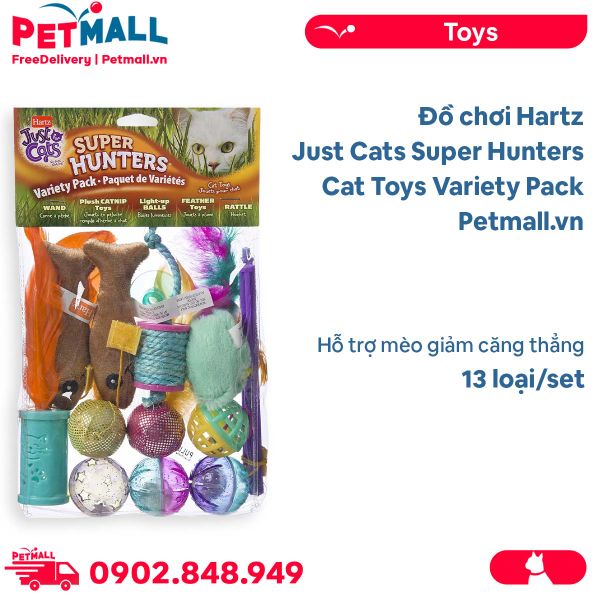 Đồ chơi Hartz Just Cats Super Hunters Cat Toys Variety Pack - 13 loại - Hỗ trợ mèo giảm căng thẳng Petmall