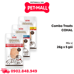 Combo 5 Gói 26G - Treats COHAL Mix vị Thịt gà hấp, ức gà hấp, hải sản bổ sung protein cho thú cưng Petmall
