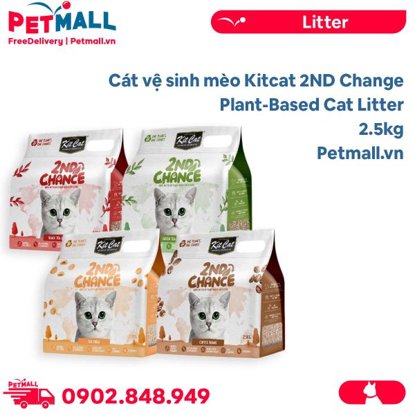 2.5KG - Cát vệ sinh mèo Kitcat 2ND Change Plant-Based Cat Litter - cát hữu cơ cho mèo Petmall