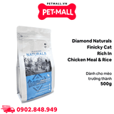 Gói 500g - Thức ăn mèo Diamond Naturals Finicky Cat Rich in chicken meal & rice - Vị Gà và Gạo, dành cho mèo kén ăn