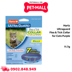 Vòng cổ trị ve Hartz Ultraguard Flea & Tick Collar for Cats Purple 11.7g - Điều trị và ngăn ngừa ve cho mèo mọi lứa tuổi màu Tím Petmall