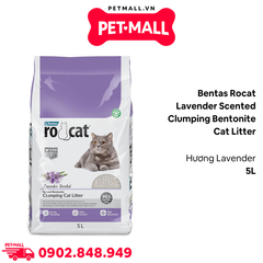 Cát vệ sinh Bentas Rocat Lavender Scented Clumping Bentonite Cat Litter Gói 5L - Hương Lavender, vón cục khử mùi tuyệt đối Petmall