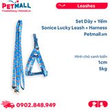 Set Dây + Yếm Sonice Lucky Leash + Harness 5kg - 1cm Hình chó xanh biển Petmall