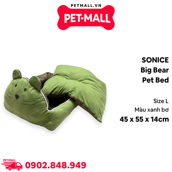 Nệm SONICE Big Bear Pet bed hình gấu size L - 45 x 55 x 14 cm | Màu xanh bơ Petmall