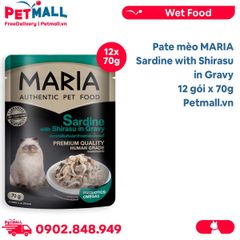 Hộp 12 Gói 70G - Pate mèo MARIA Sardine with Shirasu in Gravy - Vị Cá ngừ và Cá mòi Petmall