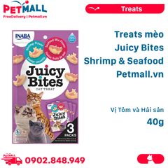Treats mèo Juicy Bites Shrimp & Seafood 40g - Vị Tôm và Hải sản Petmall