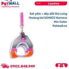 Set yếm + dây dắt thú cưng thoáng khí SONICE Harness Mix Color Petmall