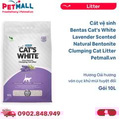 10L - Cát vệ sinh Bentas Cat's White Lavender Scented Natural Bentonite Clumping Cat Litter - Hương Oải hương, vón cục khử mùi tuyệt đối Petmall