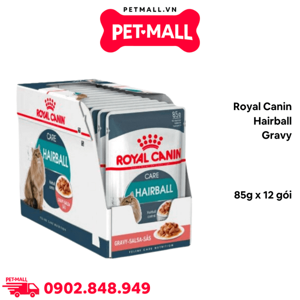 Hộp 12 Gói 85G - Pate mèo Royal Canin Hairball Gravy Petmall