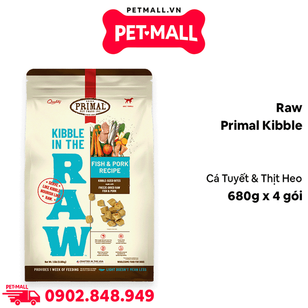 2.720KG - Thức ăn hạt Raw Primal Kibble từ Cá Tuyết & Thịt Heo tươi cho chó Petmall