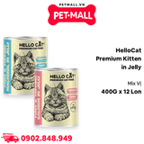 Combo 12 Lon 400G - Pate mèo HelloCat Premium KITTEN in Jelly - Mix Vị Petmall