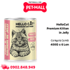 Combo 6 Lon 400G - Pate mèo HelloCat Premium Kitten in Jelly vị Cá Ngừ và Cá Hồi Petmall