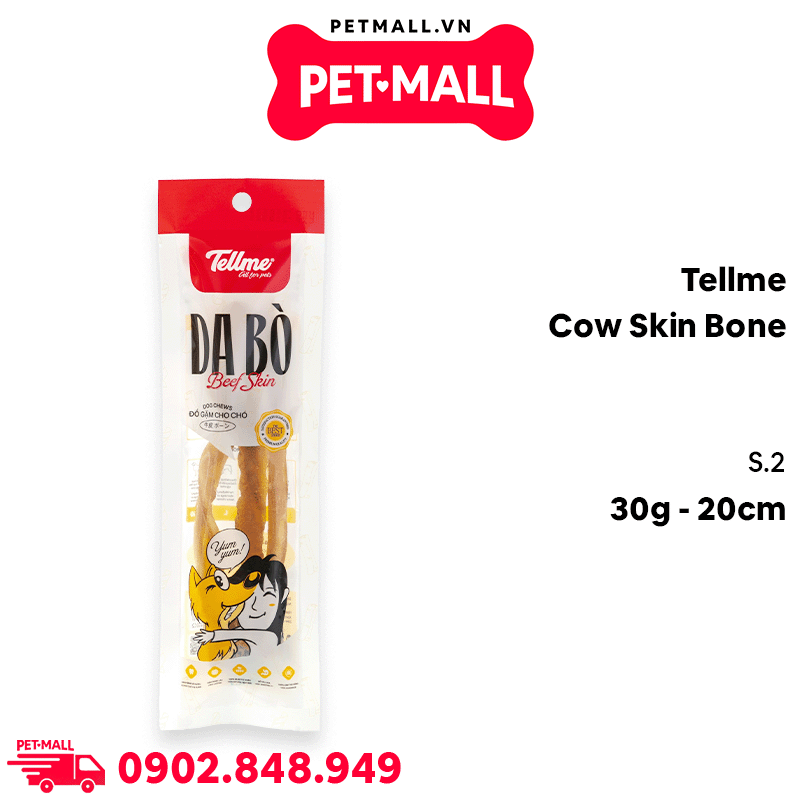 Treats gặm Tellme Cow Skin Bone size 20cm S.2 - 30g - Da bò thật Petmall