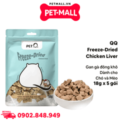 Combo 5 Gói 18G - Thức ăn đông khô cho chó mèo QQ Freeze-Dried Chicken Liver - Gan gà đông khô hỗ trợ thị lực, tăng sức đề kháng dành cho cả chó và mèo Petmall