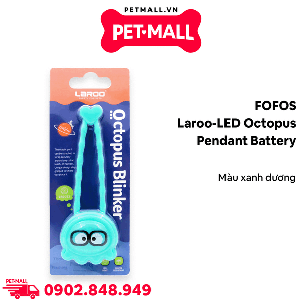 Phụ kiện FOFOS mặt dây LED trang trí vòng cổ cho thú chưng Laroo-LED Octopus pendant battery - Màu xanh dương Petmall