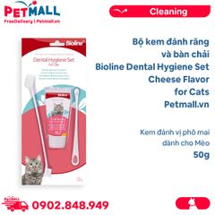 Bộ kem đánh răng và bàn chải Bioline Dental Hygiene Set Cheese Flavor for Cats 50g - Kem đánh vị phô mai, dành cho Mèo Petmall