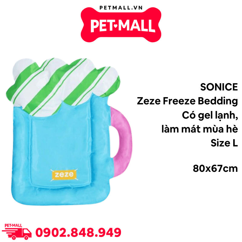 Nệm nước SONICE Zeze Freeze Bedding Size L | 80x67cm - Có gel lạnh, làm mát mùa hè Petmall