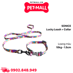 Set Dây + Vòng cổ Sonice Lucky Leash + Collar 10kg - 1.5cm Loang màu Petmall