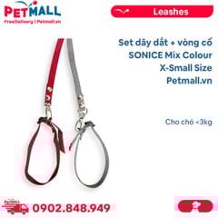 Set dây dắt + vòng cổ SONICE Mix Colour X-Small Size - Cho chó <3kg Petmall