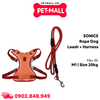 Set dây dắt + yếm SONICE Rope dog leash + harness size 20kg M1 - Đỏ Petmall