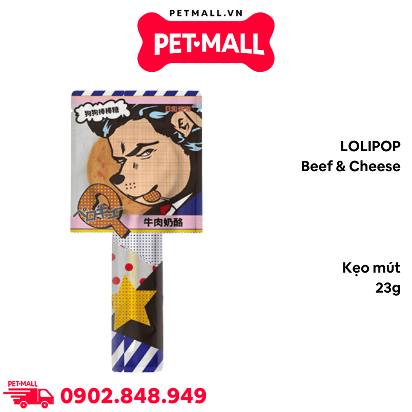 Treats LOLIPOP kẹo mút 23gr - Vị Thịt bò và Phô mai Petmall