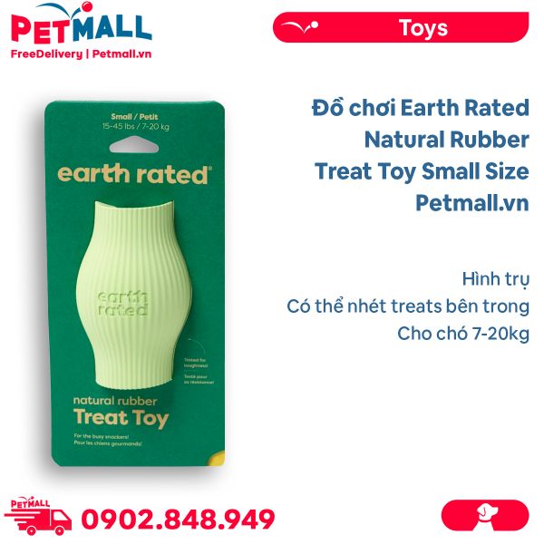 Đồ chơi Earth Rated Natural Rubber Treat Toy Small Size - Hình trụ, cho chó 7-20kg, có thể nhét treats bên trong Petmall