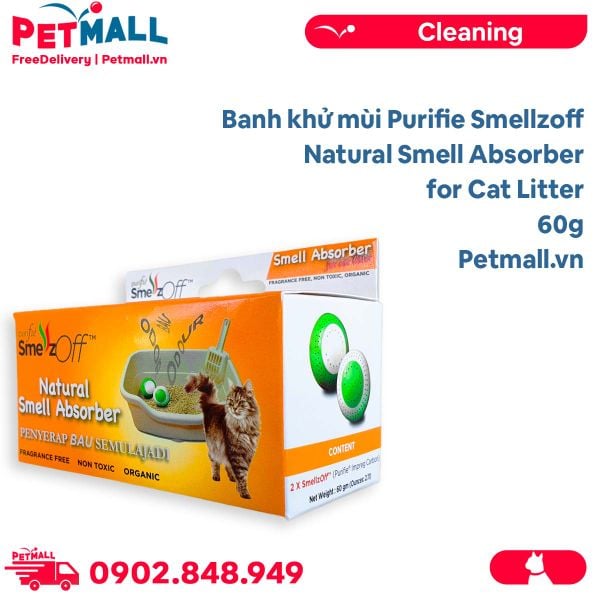 Banh khử mùi Purifie Smellzoff Natural Smell Absorber for Cat Litter 60g - Khử mùi cát vệ sinh cho mèo Petmall
