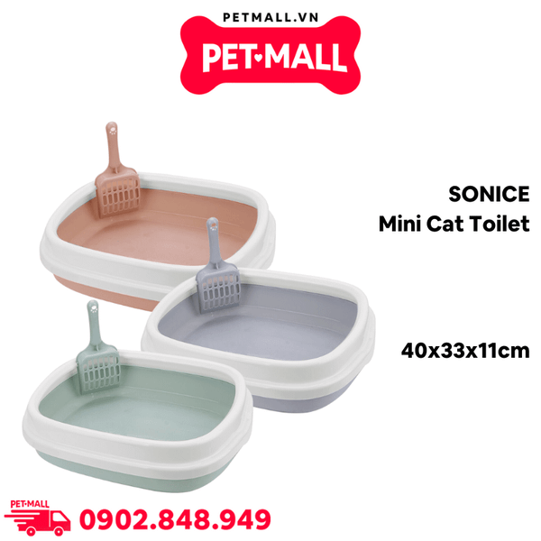 Khay vệ sinh mèo SONICE mini cat toilet size 40 x 33 x 11 cm Petmall