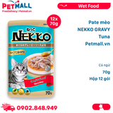 Hộp 12 Gói 70g - Pate mèo NEKKO GRAVY Tuna - Cá ngừ Petmall