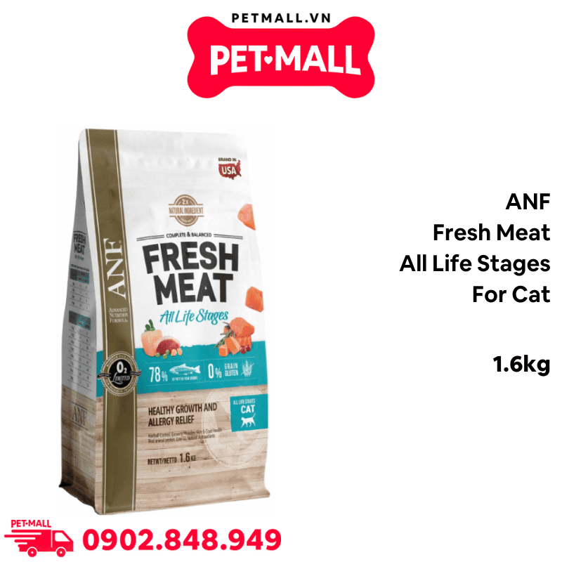 1.6KG - Thức ăn mèo ANF Fresh Meat All life stages for cat gấp đôi thịt tươi - Cân bằng dinh dưỡng cho mèo mọi lứa tuổi Petmall