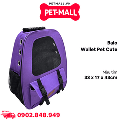 Balo thú cưng Wallet Pet Cute size 33 x 17 x 43 cm - Tím Petmall