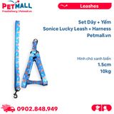 Set Dây + Yếm Sonice Lucky Leash + Harness 10kg - 1.5cm Hình chó xanh biển Petmall