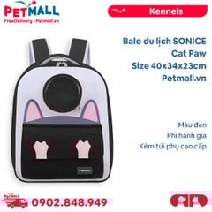 Balo du lịch SONICE Cat Paw Size 40x34x23cm - Màu đen - Phi hành gia, kèm túi phụ cao cấp Petmall