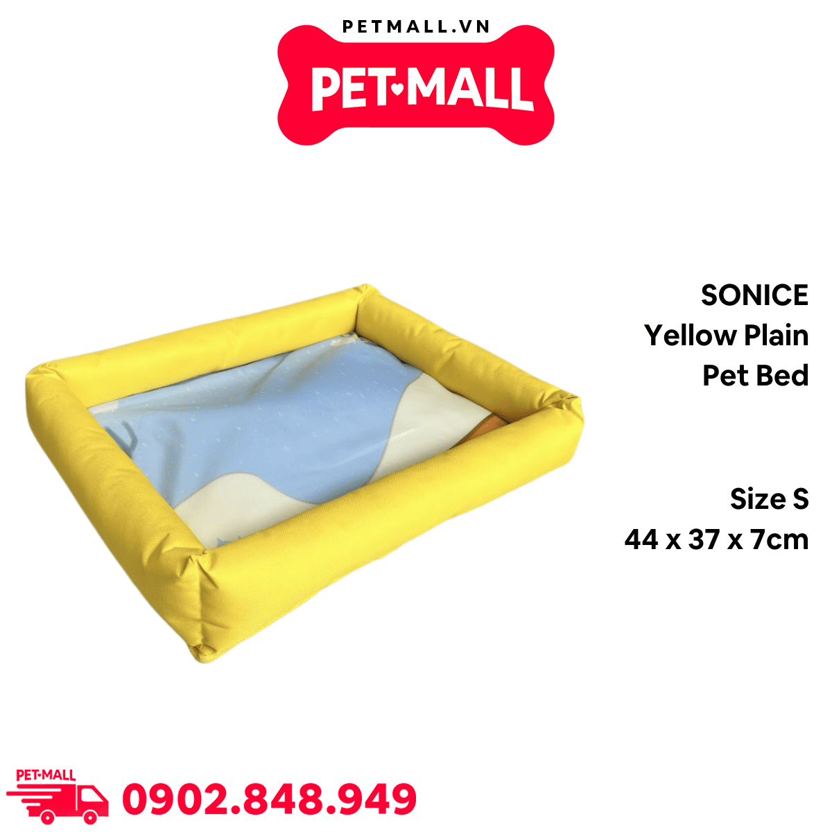 Nệm SONICE Yellow Plain Pet Bed - Size S 44 x 37 x 7cm Petmall
