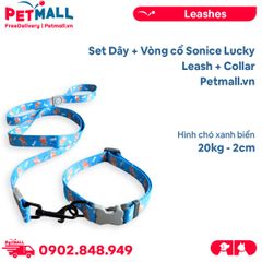Set Dây + Vòng cổ Sonice Lucky Leash + Collar 20kg - 2cm Hình chó xanh biển Petmall
