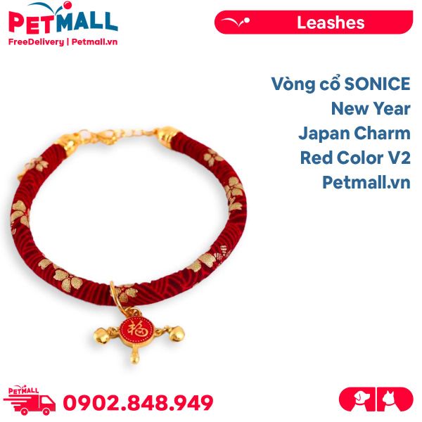 Vòng cổ SONICE New Year Japan Charm V2 - Kèm chuông may mắn Petmall