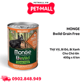 Combo 6 Lon 400G - Pate MONGE Bwild Grain Free - Vị Thịt Vịt, Bí Đỏ, Bí Xanh lon cho Chó lớn Petmall