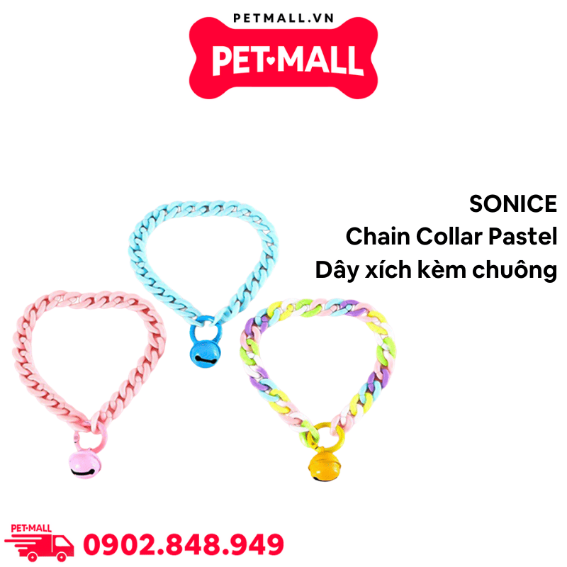 Vòng cổ SONICE Chain Collar Pastel - Hình dây xích kèm chuông Petmall
