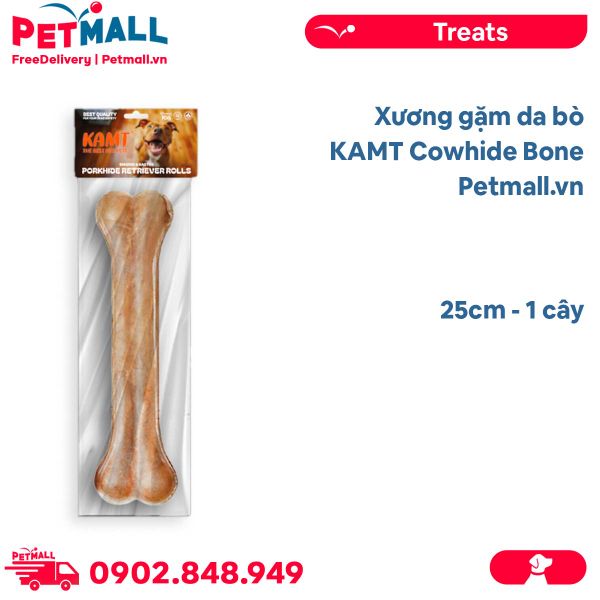 Xương gặm da bò KAMT Cowhide bone 25cm - 1 cây Petmall