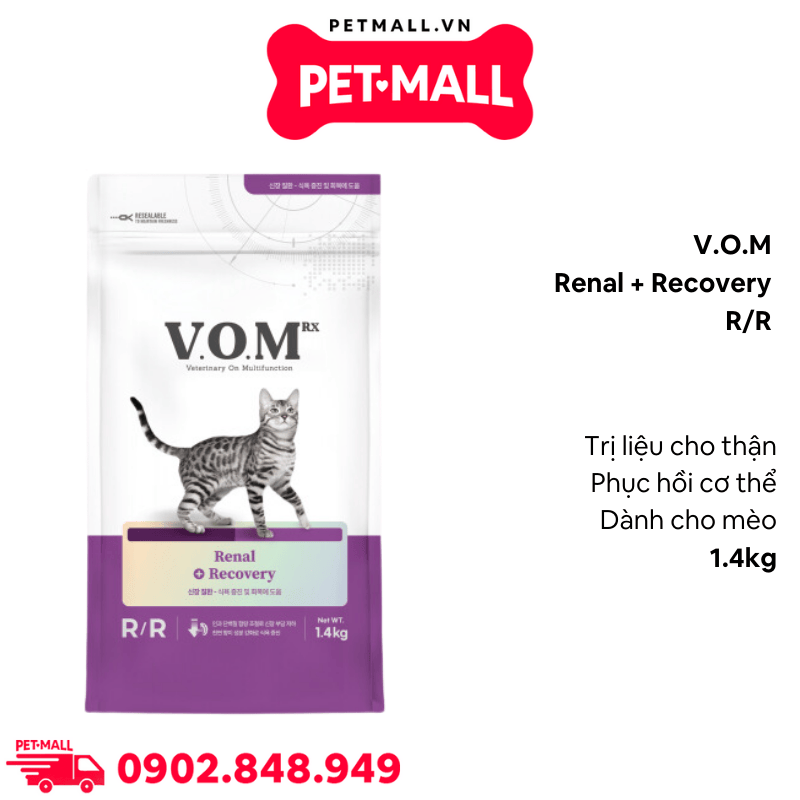 1.4KG - Thức ăn mèo VOM Renal + Recovery RR - Chăm sóc sức khỏe cho thận và phục hồi cơ thể Petmall