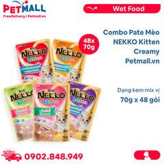 Combo 48 Gói 70g - Pate mèo NEKKO Kitten Creamy - Dạng kem, mix vị Petmall
