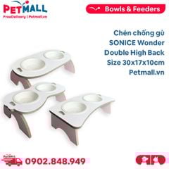 Chén chống gù SONICE Wonder Double High Back Size 30x17x10cm - Chén đôi cao cấp Petmall