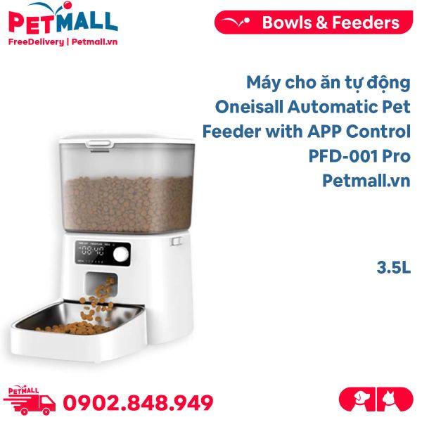 Máy cho ăn tự động Oneisall Automatic Pet Feeder with APP control PFD-001 Pro - 3.5L Petmall