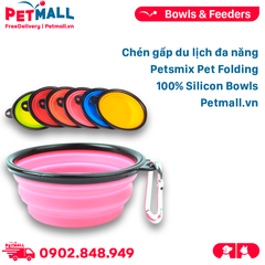 Chén gấp du lịch đa năng silicon Petsmix Pet Folding Bowl Petmall