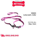 Set Dây + Vòng cổ Sonice Lucky Leash + Collar 10kg - 1.5cm Gấu dâu Petmall