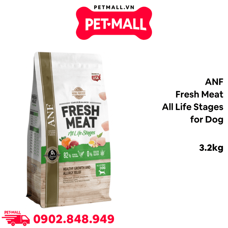 3.2KG - Thức ăn chó ANF Fresh Meat All Life Stages for dog gấp đôi thịt tươi - Cân bằng dinh dưỡng cho chó mọi lứa tuổi Petmall