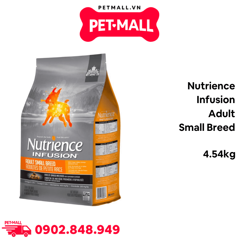 Thức ăn chó Nutrience Infusion Adult Small Breed thịt gà rau củ 4.54kg - Dành cho chó trưởng thành giống nhỏ Petmall