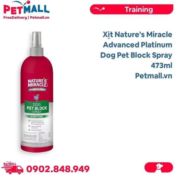 Xịt Nature's Miracle Advanced Platinum Dog Pet Block Spray 473ml - Chống chó cào đồ và hành vi xấu khác Petmall