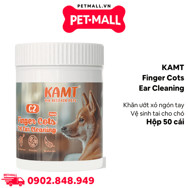 Khăn ướt KAMT Finger Cots Ear Cleaning xỏ ngón tay vệ sinh tai cho chó - Hộp 50 cái Petmall