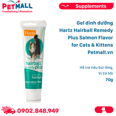 Gel dinh dưỡng Hartz Hairball Remedy Plus Salmon Flavor for Cats & Kittens 70g - Hỗ trợ tiêu búi lông, Vị Cá hồi Petmall
